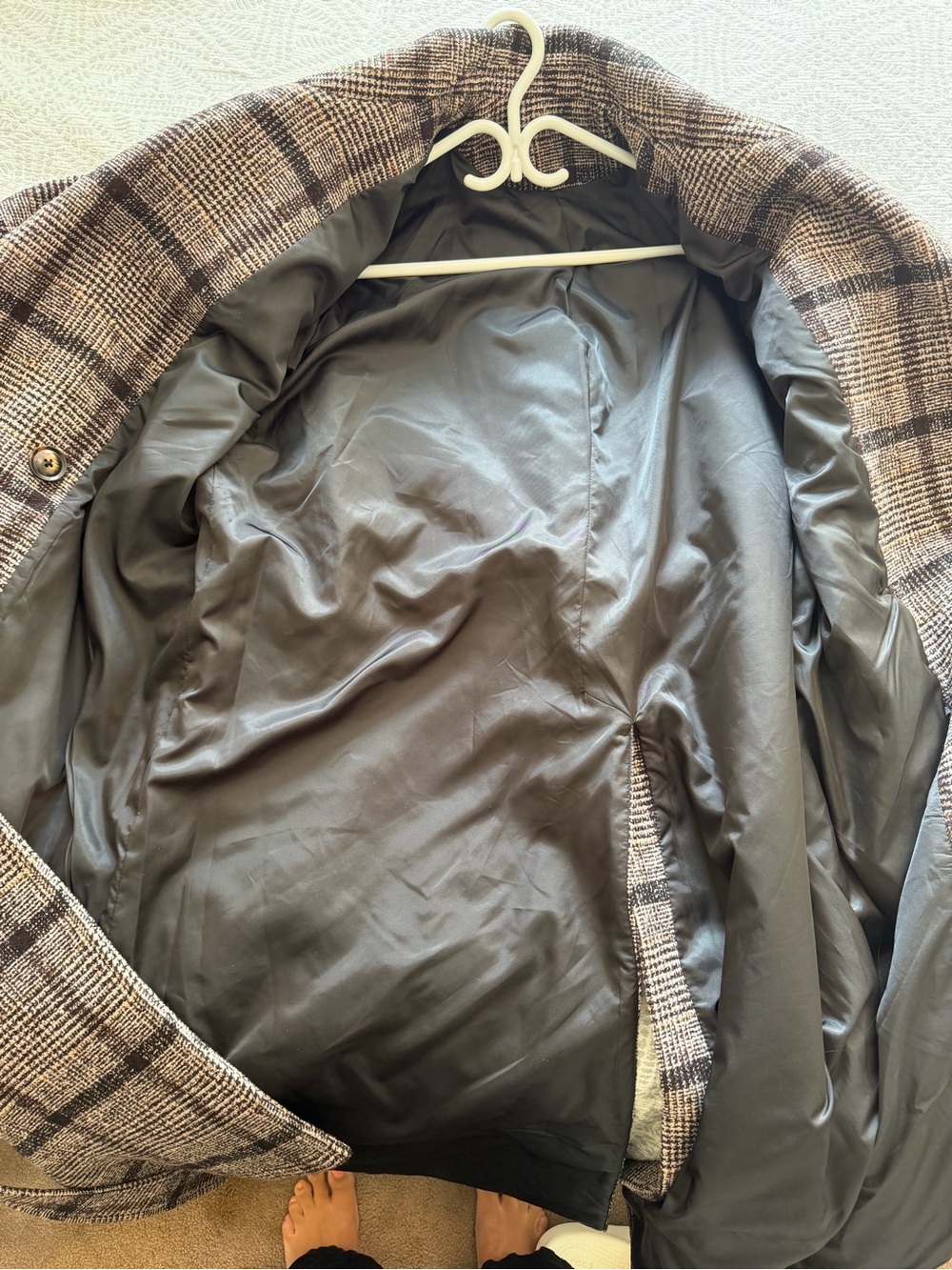 NWOT42% Wool Heavyweight Oversized Plaid Long Coat – Boutique Sample Fits S-L - Picture 13 of 16